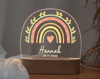 Personalized baby night lamp with base, nice rainbow baby night light, baby baptism gift, baby gift birth, christening gift, baby room decor