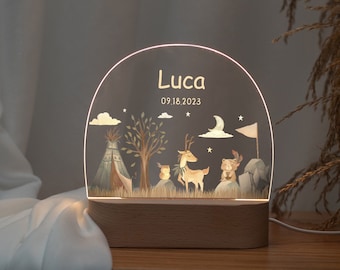 Cadeau de Pâques pour bébé, veilleuse acrylique personnalisée pour enfant avec nom et date gravés, naissance de bébé, baby shower, lampe de chevet pour bébé