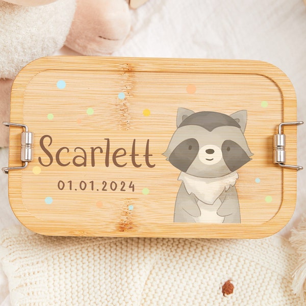 Personalisierte Kinder Lunchbox mit Namen, niedliche Tiere Edelstahl Lunchbox, Snackbox, Geburtstagsgeschenk für Kind, Schulanfanggeschenk