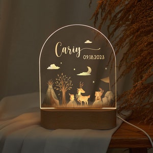 Baby easter gift, Custom acrylic child's night light with engraved name and date,baby birth, baby shower, baby bedside lamp zdjęcie 6