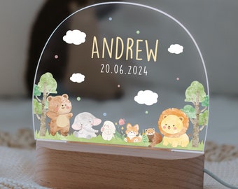 Personalized baby night light, birth gifts for baby boy girl, easter gift, nursery decor acrylic, infant baptism, shower gifts, newborn gift