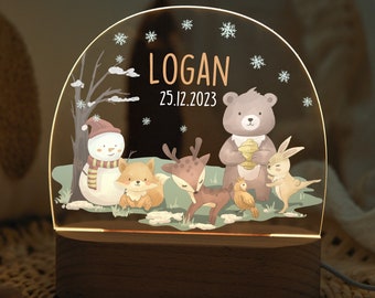 Personalized cute animals night lamp with name, bedroom night light, birth gifts, shower gift, baby birth, new baby gift, Christmas Gifts