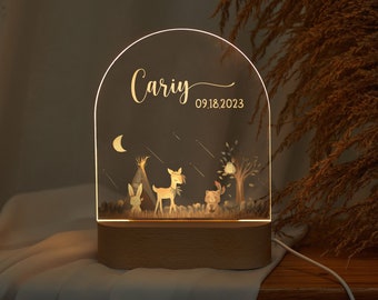 Personalized animal designs night light, birth gift for baby, animals night lamp, one-of-a-kind bedside companion for kids