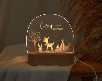 Customized acrylic child's night light with name and date, unique baptism delight for baby, decoration for kid's bedroom, gift for newborn