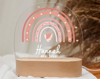 Custom baby rainbow night light with baby's name and birth date, baby gift birth, bedside lamp gift, christening gifts, nursery night light