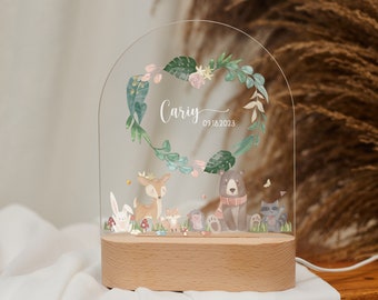 Personalized cute animals night light, baby gift birth, baby gift custom, christening gift, baby birthday gift, children's room decoration