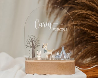 Personalized acrylic night light for baby, LED night light for children with name and date, crafted for dreams