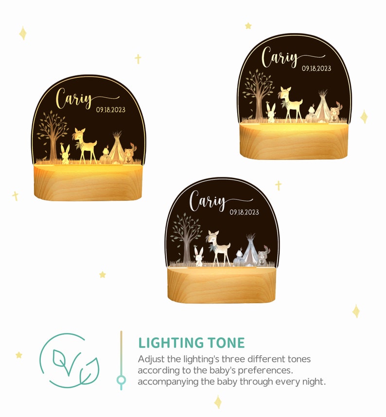 Baby easter gift, Personalized baby name night light, baby gift birth, baptism gift, nursery acrylic decor, baby bedside lamp gift zdjęcie 4
