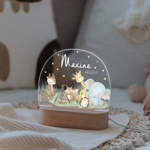 Veilleuse prénom personnalisée avec base, lampe de nuit animaux mignons, veilleuse de chambre de bébé, cadeau de naissance, cadeau nouveau-né, acrylique de décoration de chambre d'enfant image 3