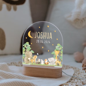 Lampe de chevet personnalisée en acrylique avec socle, cadeau de naissance pour bébé, cadeau de baptême, décoration de chambre d'enfant, lampe de chevet, cadeau d'anniversaire pour enfant image 8