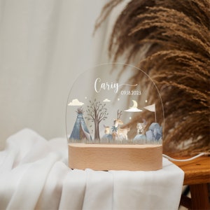 Cadeau de Pâques pour bébé, veilleuse acrylique personnalisée pour enfant avec nom et date gravés, naissance de bébé, baby shower, lampe de chevet pour bébé image 2