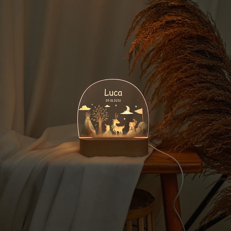 Baby easter gift, Custom acrylic child's night light with engraved name and date,baby birth, baby shower, baby bedside lamp image 5