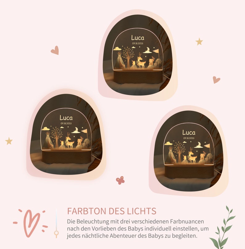 Cadeau de Pâques pour bébé, veilleuse acrylique personnalisée pour enfant avec nom et date gravés, naissance de bébé, baby shower, lampe de chevet pour bébé image 9