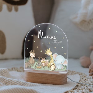 Veilleuse prénom personnalisée avec base, lampe de nuit animaux mignons, veilleuse de chambre de bébé, cadeau de naissance, cadeau nouveau-né, acrylique de décoration de chambre d'enfant image 9