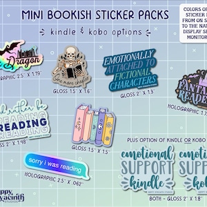 Bookish Mini Sticker Pack: Kindle, Kobo, Laptop, Journal - Water Resistant Vinyl