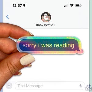 Przepraszam, że czytałem iMessage Bubble - naklejka winylowa | Bookish Gifts | Wodoodporna naklejka wycinana na butelkę wody, laptopa, dziennik