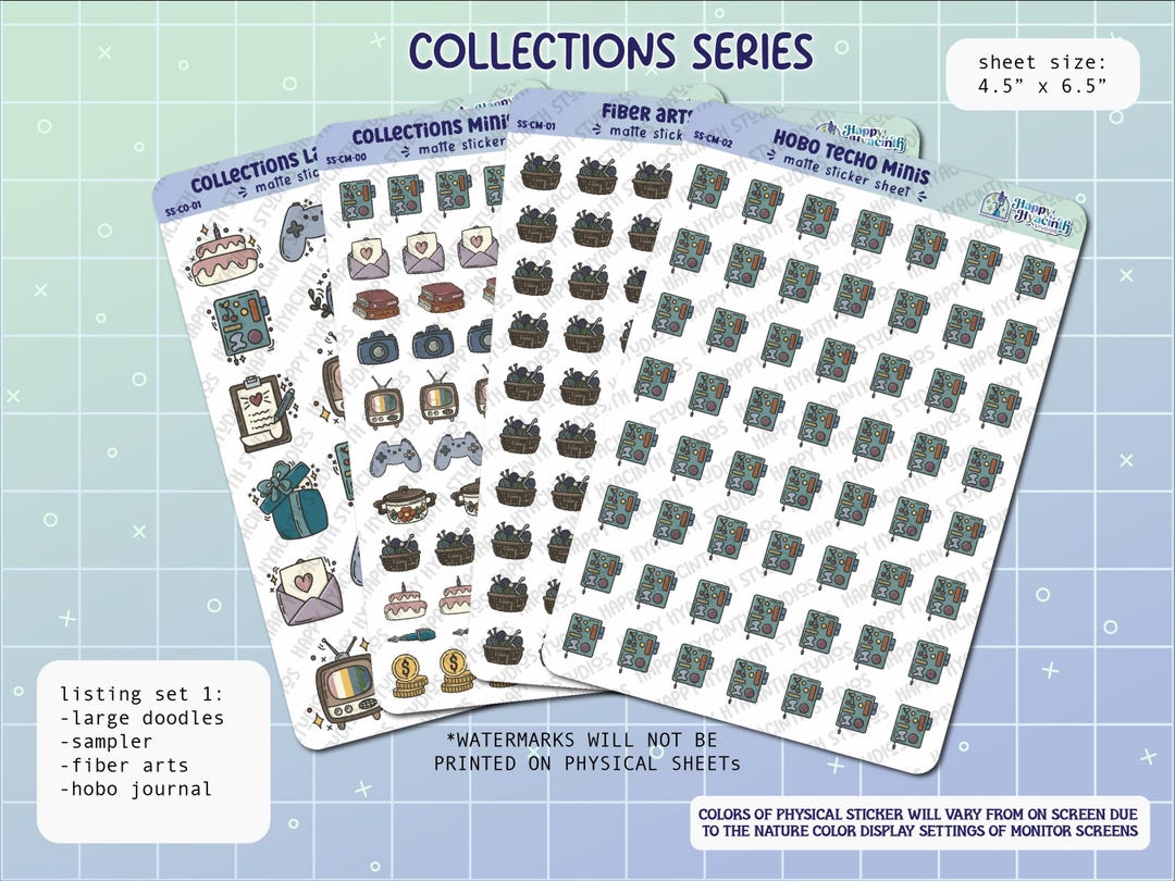 Hand Drawn Mini Planner Stickers – Collections Series Sticker Sheet - Etsy