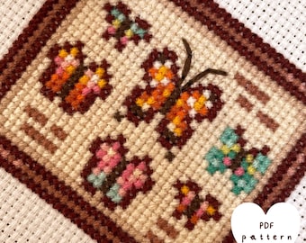 Framed Butterflies Cross Stitch Pattern PDF