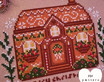 Gingerbread Cottage Christmas Cross Stitch Pattern Digital PDF