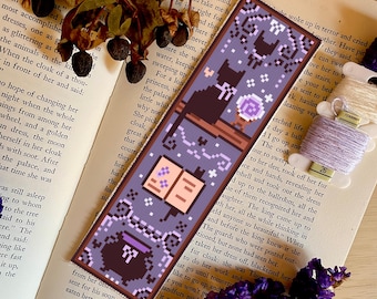 Witchy Cat Bookmark Cross Stitch Pattern PDF Digital