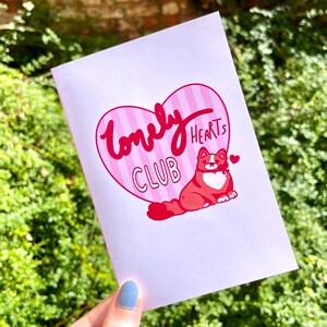 Carte faite main pour chien Lonely Hearts Club avec enveloppe recyclée