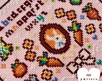 Little Bunny Spring Sampler Cross Stitch Pattern Digital PDF