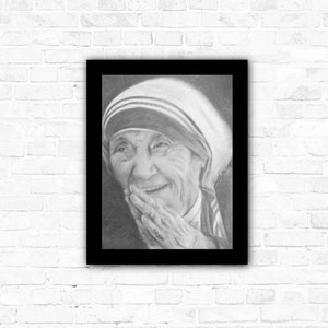 Mother Teresa, Religious Art, Religious Decor, Mother Teresa Picture, St. Mother Teresa of Calcutta, Wall Hangings, Mother&#39;s Day, Drawing