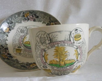 Staffordshire Adams England "The Farmers Arms" large cup and bowl