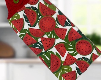 Toalla de cocina colgante con adorno de ganchillo, ¡toalla de cocina con diseño de sandía!