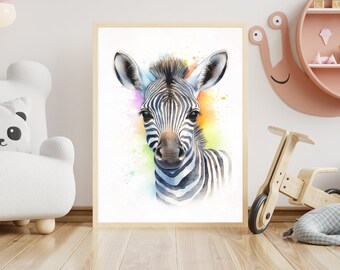 Watercolor Zebra Print, Nursery Decor, PRINTABLE Wall Art, Kids Room Decor, DIGITAL DOWNLOAD