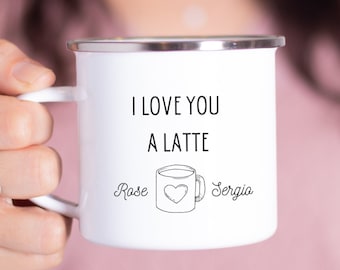 Taza I Love You A Latte, regalo personalizado para novio novia, taza personalizada con nombre para marido, idea divertida de regalo para aniversario