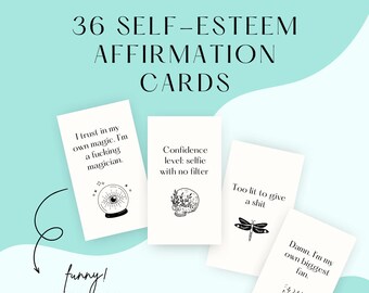 Tarjetas divertidas de afirmación de autoestima para el amor propio, afirmaciones de confianza en sí mismo, regalo de amante de sí mismo, regalo divertido para mí, autoestima