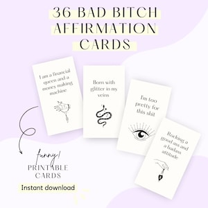 Carte di affermazione di Bad Bitch, affermazioni quotidiane di emancipazione femminile, divertenti manifestazioni di badass bitch, carte del mazzo di oracoli citazioni stampabili png