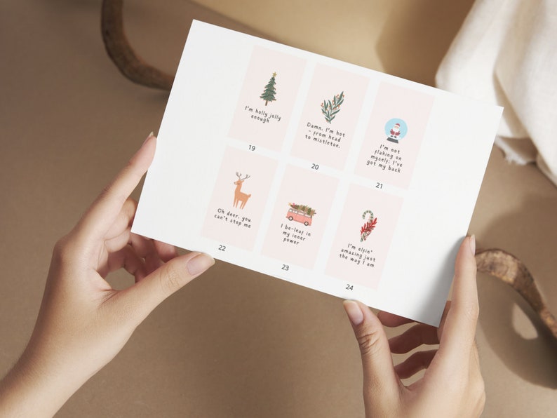 Funny Advent Affirmation Cards, Christmas Advent Calendar, Mindful ...