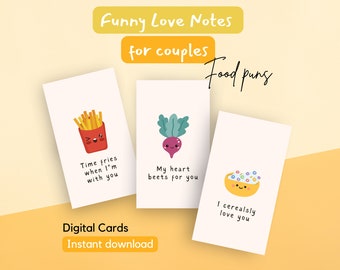 Tarjetas de pareja divertidas con juegos de palabras de comida, mensajes de amor día de San Valentín, regalo único para parejas, juegos de palabras de San Valentín, tarjetas románticas para regalo de aniversario
