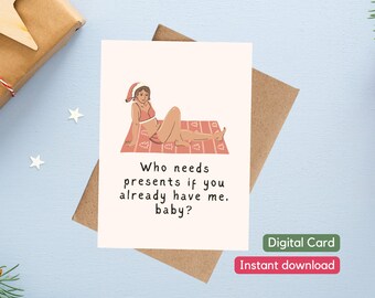 Tarjeta de Navidad de novio, tarjeta de felicitación sexy para las vacaciones de novio, marido de tarjeta navideña divertida, regalo de Navidad travieso para él, regalo de marido