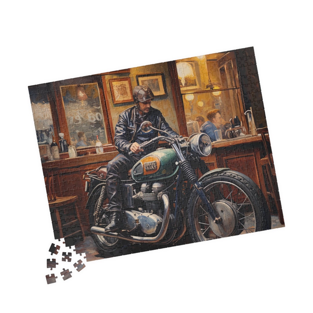 Classic Motorcycle Jigsaw Puzzle Game Motorbike Jigsaw Etsy
