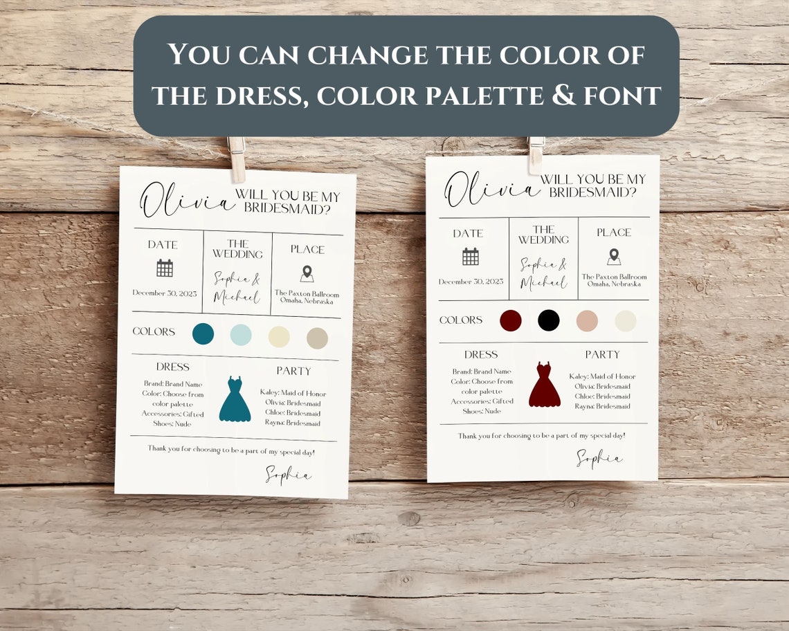 Bridesmaid Proposal Template Card Printable Bridesmaid - Etsy