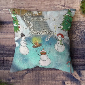 Christmas Snowman Pillowcase & Pillow | Holiday Themed Pillow | Christmas Decor | Snowman Pillow | Christmas Home Decor | Snowy Christmas