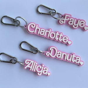 Barbie Style Personalized Keychain | Barbie Birthday Party Favors | Lunchbox Tag | Custom Name Tag | Backpack Keychain | GiftforKids&Friends
