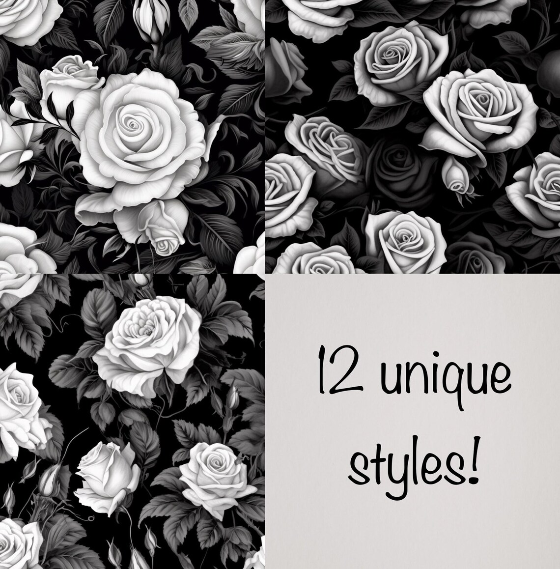 White Rose Tile Pattern Pack - Etsy