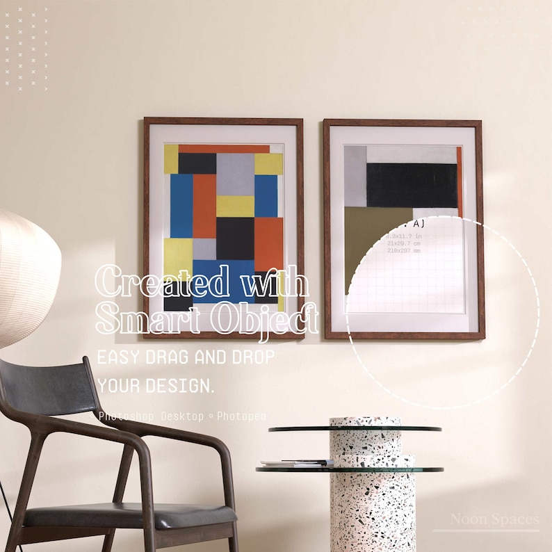 2 Frame Mockup, Wall Art PSD Template, Poster With Natural Light Mockup