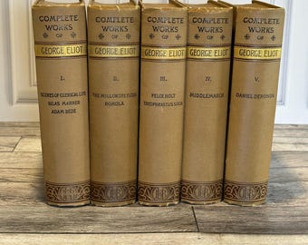 Obras completas de George Eliot (1885) – Edición de 5 volúmenes de Harper’s Fireside / Colección de literatura victoriana antigua