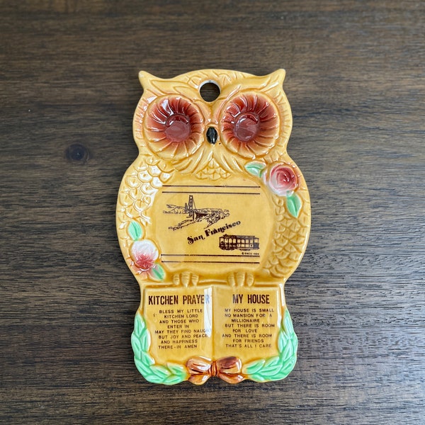 Vintage Owl Kitchen Prayer My House - San Francisco