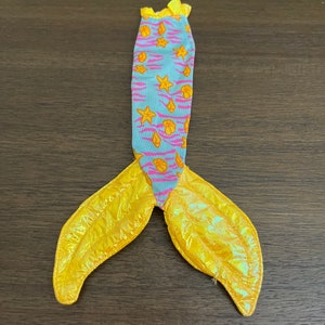 1990s Vintage Barbie Iridescent Yellow Aqua Mermaid Tale