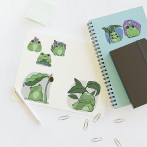 Foglio di adesivi "Rane felici", adorabile vinile resistente all'acqua, perfetto per artigianato e regali