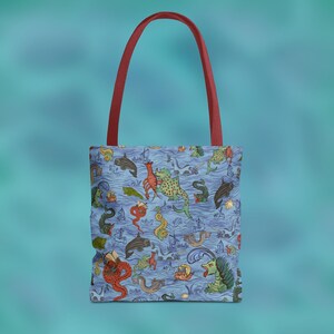 Bolsa de mano con monstruos marinos medievales: diseño de mapa antiguo, bolsa náutica, estilo vintage, bolsa con criaturas del océano, bolsa de arte histórico, bolsa de mar de fantasía