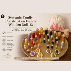 Systemische Familienkonstellationsfiguren: Set aus Holzpuppen