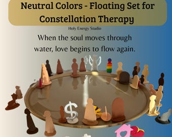 Figurines constellation familiale pour thérapie à base d'eau, couleurs neutres, mousse EVA