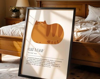 Orange Cat Loaf Definition Art Print, Funny Kitchen Cat Quote (Digital Download)